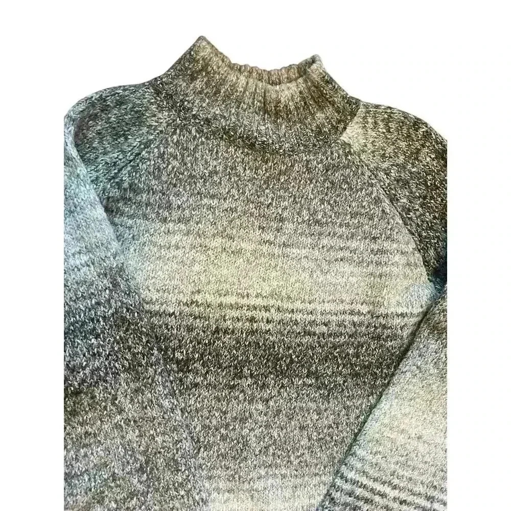 Chaps Womens Large Grey Beige Ombre Space Dye Mock Neck Raglan Sweater - Picture 7 of 9